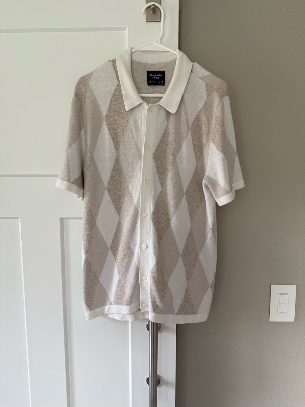 Abercrombie & Fitch Neutral Striped Polo Sweater
